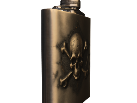 Realistic Skull Metal Flask Modello 3D
