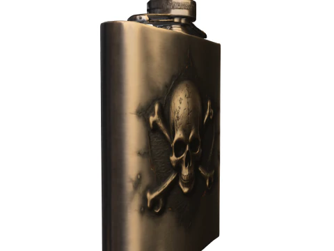 Realistic Skull Metal Flask 3D Model