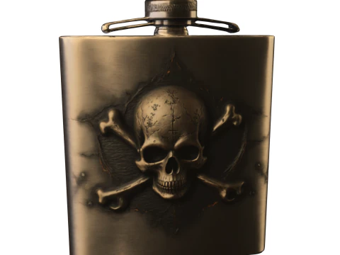 Realistic Skull Metal Flask 3D Model