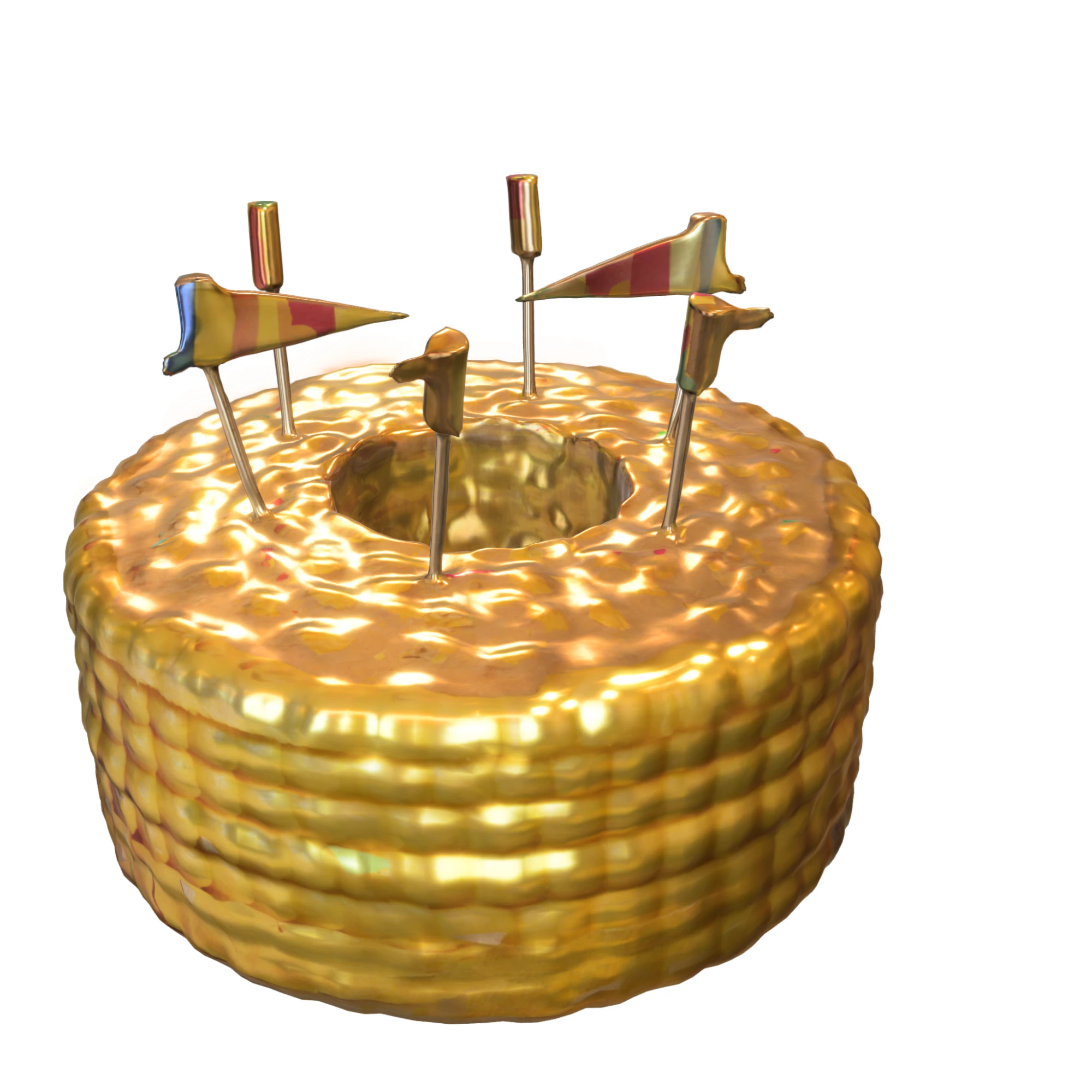 Golden Target cake 3D Model .c4d .max .obj .3ds .fbx .stl .blend