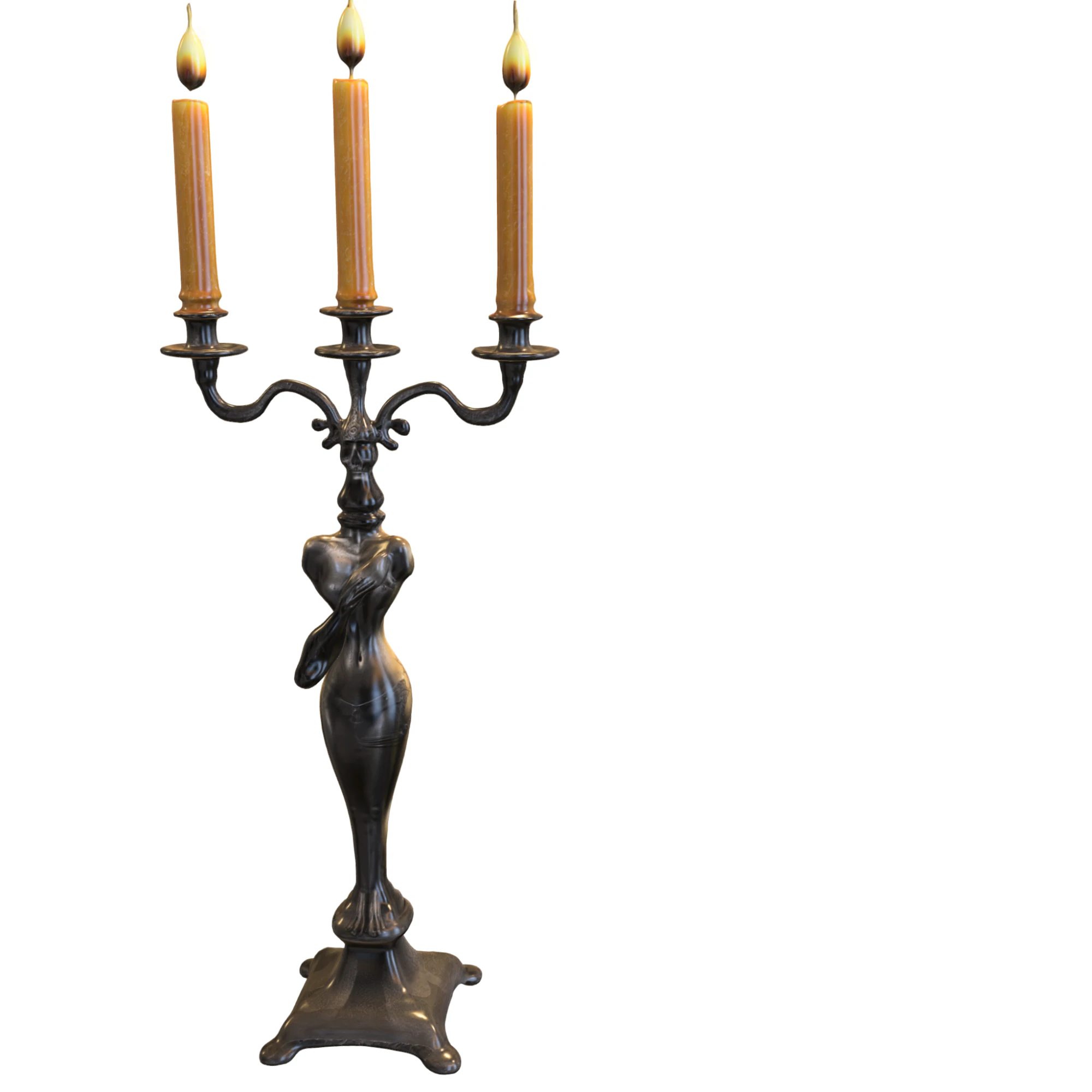 Gothic Lady Candelabra 3D Model .c4d .max .obj .3ds .fbx .stl .blend 