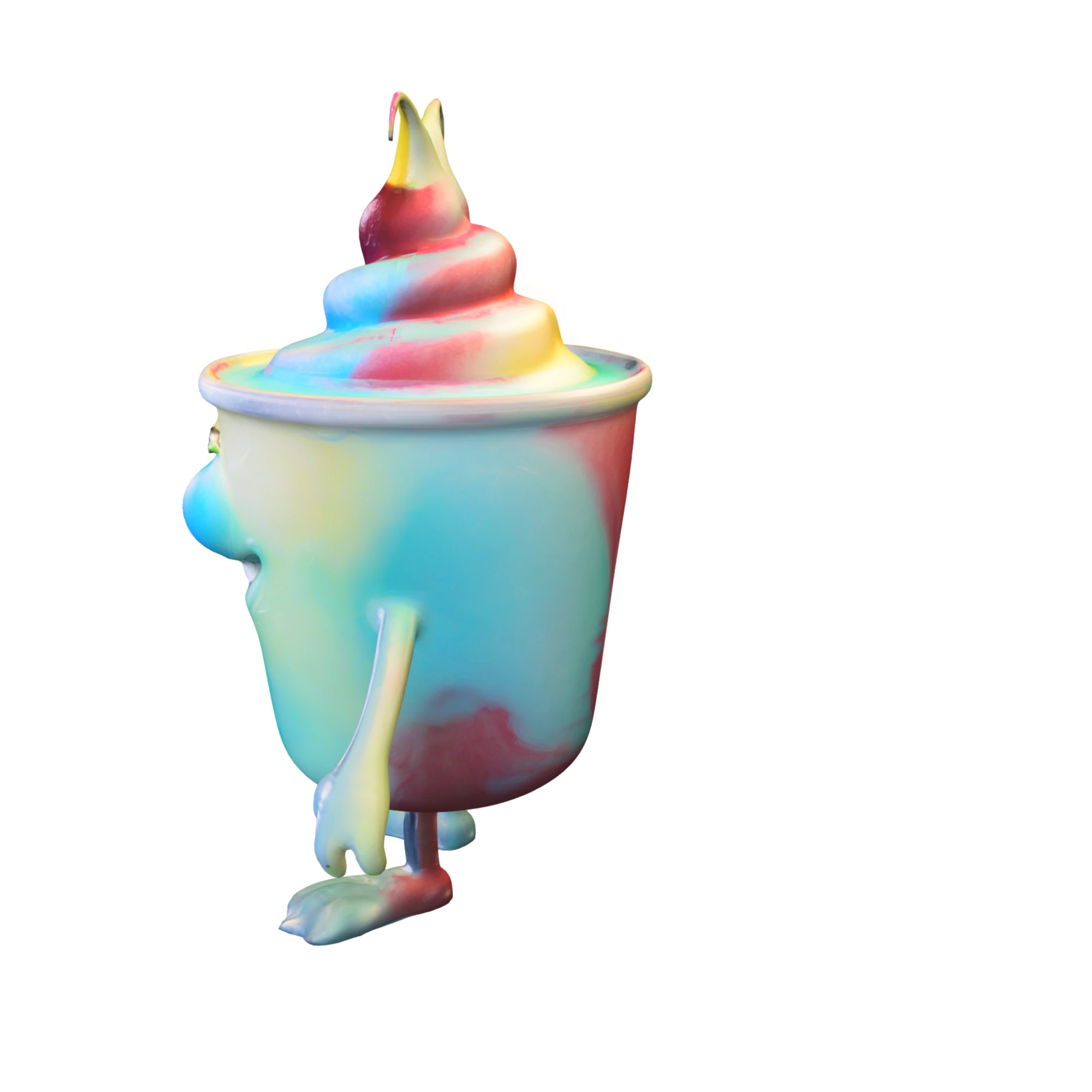 Cute Ice Cream Cup Character 3D Model .c4d .max .obj .3ds .fbx .stl .blend 