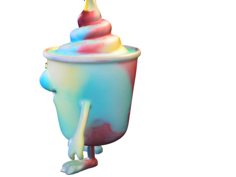 Cute Ice Cream Cup Character 3D Model