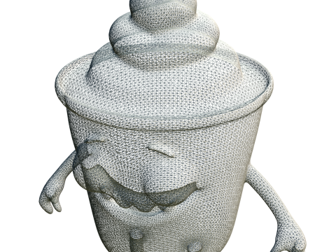 Cute Ice Cream Cup Character 3D Model
