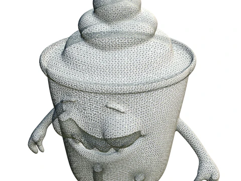Cute Ice Cream Cup Character 3D Model