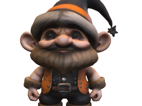 Charming Wizard Gnome 3D Model