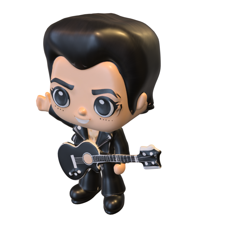 Rockstar Chibi with Guitar Modello 3D .c4d .max .obj .3ds .fbx .stl .blend