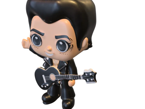 Rockstar Chibi con la chitarra Modello 3D