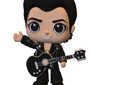 Rockstar Chibi with Guitar Modello 3D