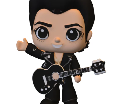 Rockstar Chibi with Guitar 3D Model