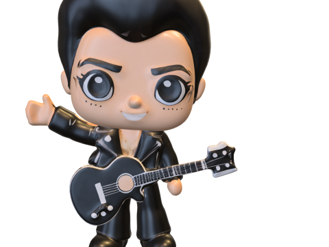 Rockstar Chibi with Guitar Modello 3D