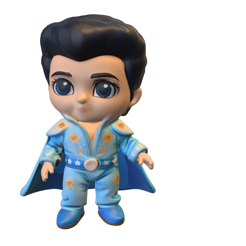 Chibi Star Performer 3D Stylized Character Model in Blue Cape Outfit 3D Model .c4d .max .obj .3ds .fbx .stl .blend