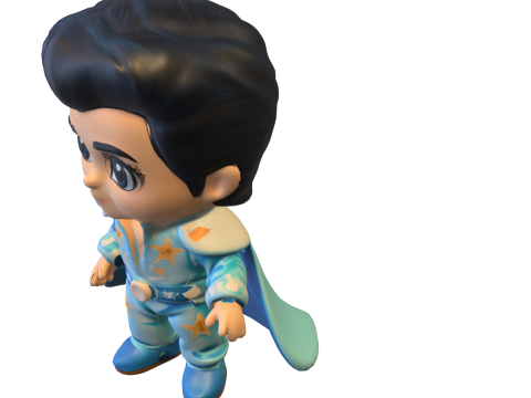 Chibi Star Performer 3D Stylized Character Model in Blue Cape Outfit 3D Model