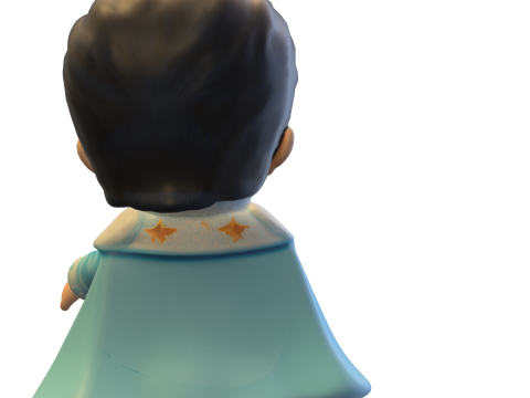 Chibi Star Performer 3D Stylized Character Model in Blue Cape Outfit 3D Model