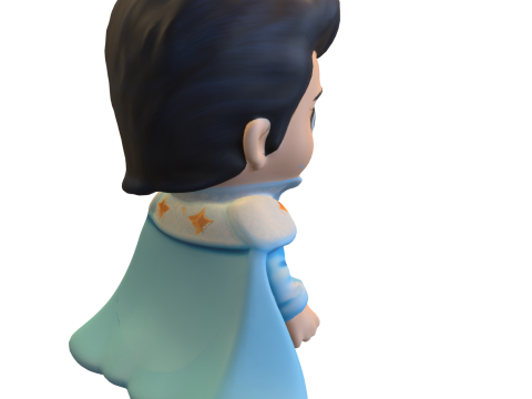 Chibi Star Performer 3D Stylized Character Model in Blue Cape Outfit 3D Model
