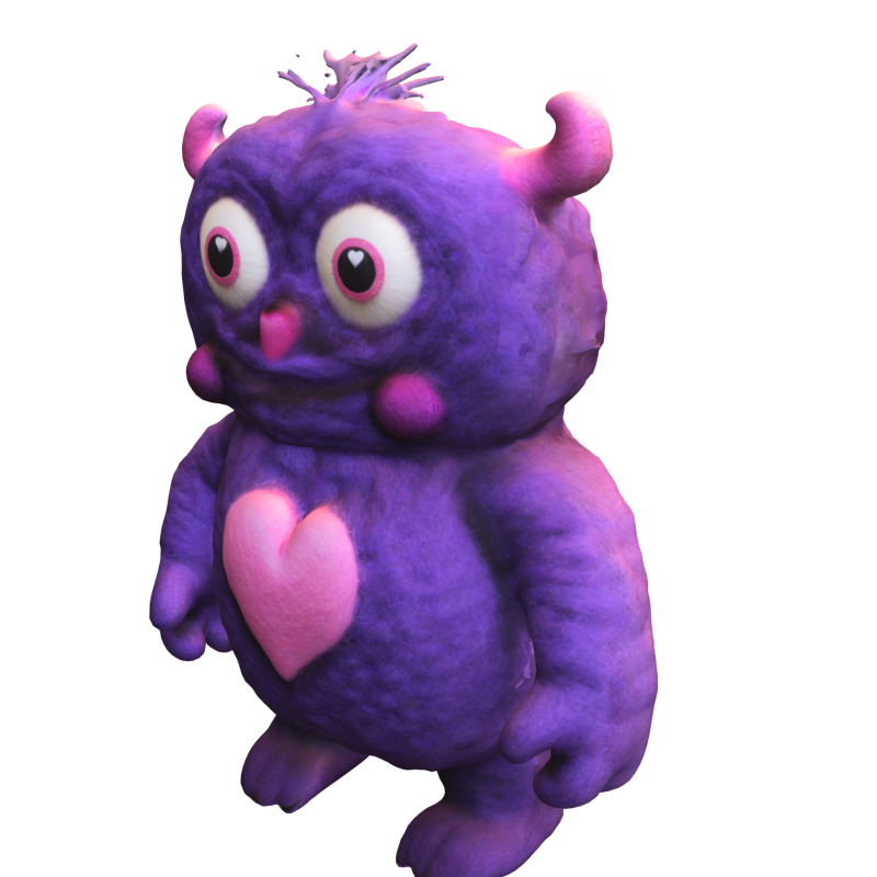 Cute Fuzzy Love Monste 3D Модель .c4d .max .obj .3ds .fbx .stl .blend 