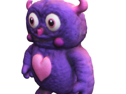 Cute Fuzzy Love Monste 3D Модель