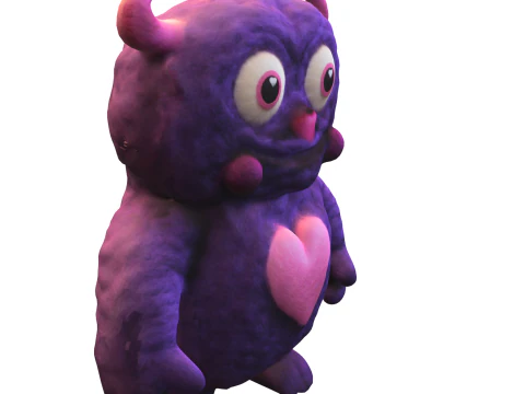 Cute Fuzzy Love Monste 3D Model