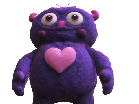 Cute Fuzzy Love Monste 3D Модель