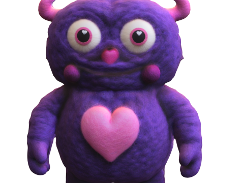 Cute Fuzzy Love Monste 3D Модель