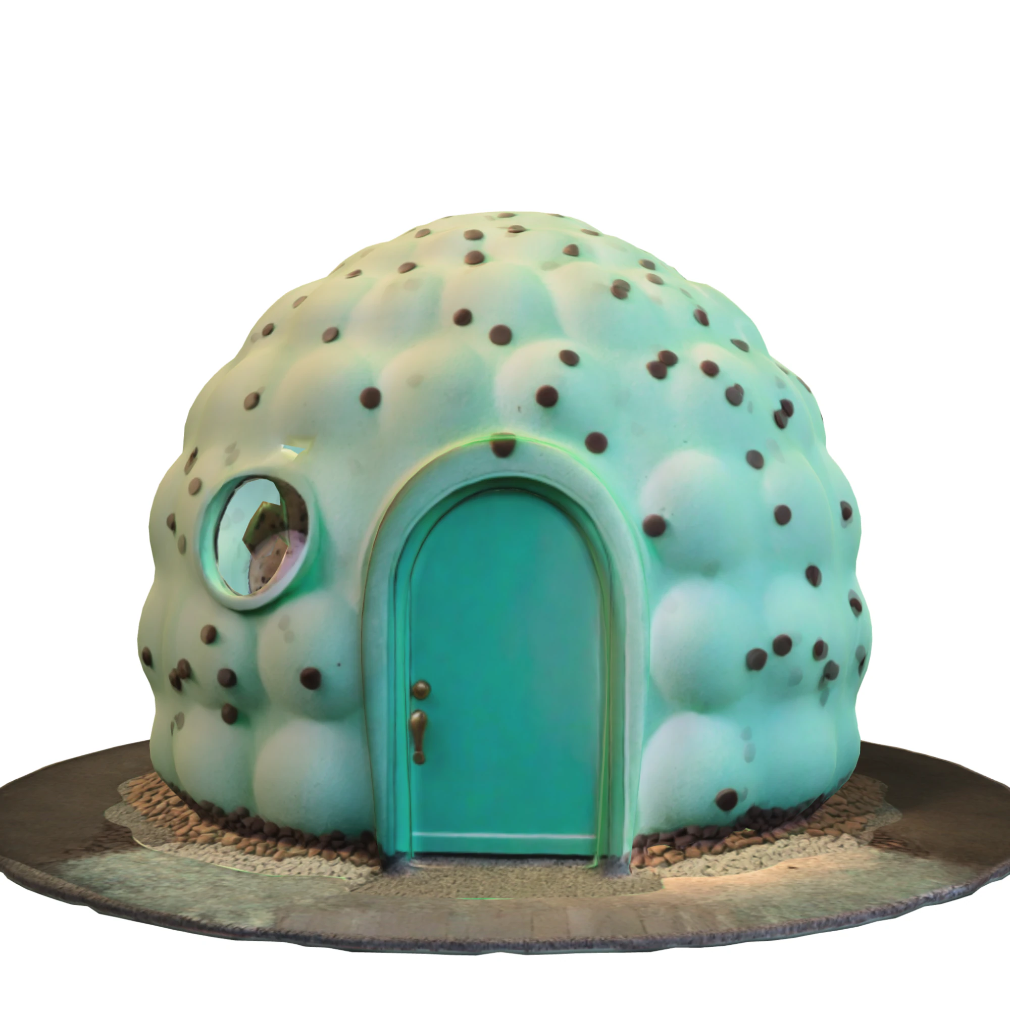 Mint Chocolate Dome House 3D Model .c4d .max .obj .3ds .fbx .stl .blend 