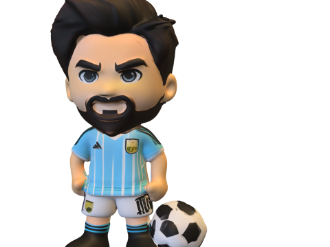 Stylized Bearded Soccer Player 3D Model