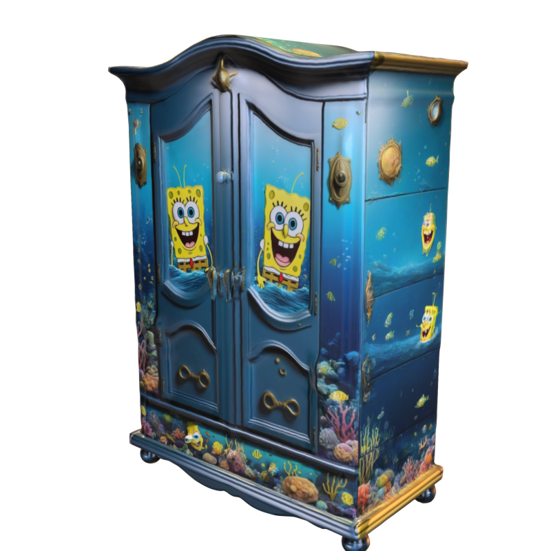 Stylized Cartoon-Themed Wardrobe 3D Модель .c4d .max .obj .3ds .fbx .stl .blend