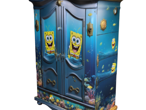 Stylized Cartoon-Themed Wardrobe 3D Model