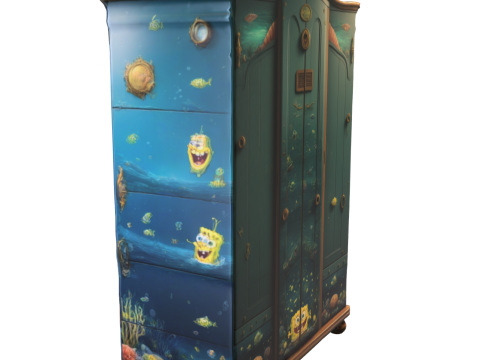 Stylized Cartoon-Themed Wardrobe 3D Модель
