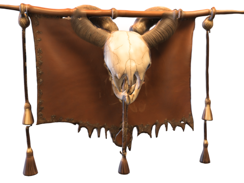 Tribal Ram Skull Banner Model 3D