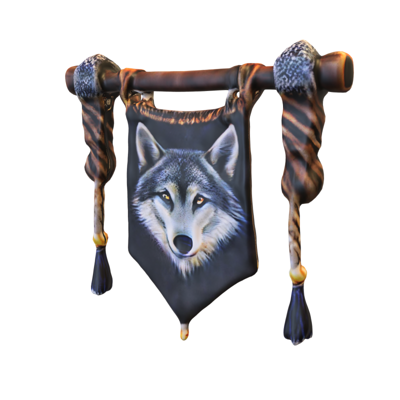 Tribal Wolf Banner 3D Model .c4d .max .obj .3ds .fbx .stl .blend