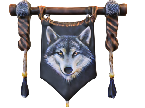 Tribal Wolf Banner 3D Model
