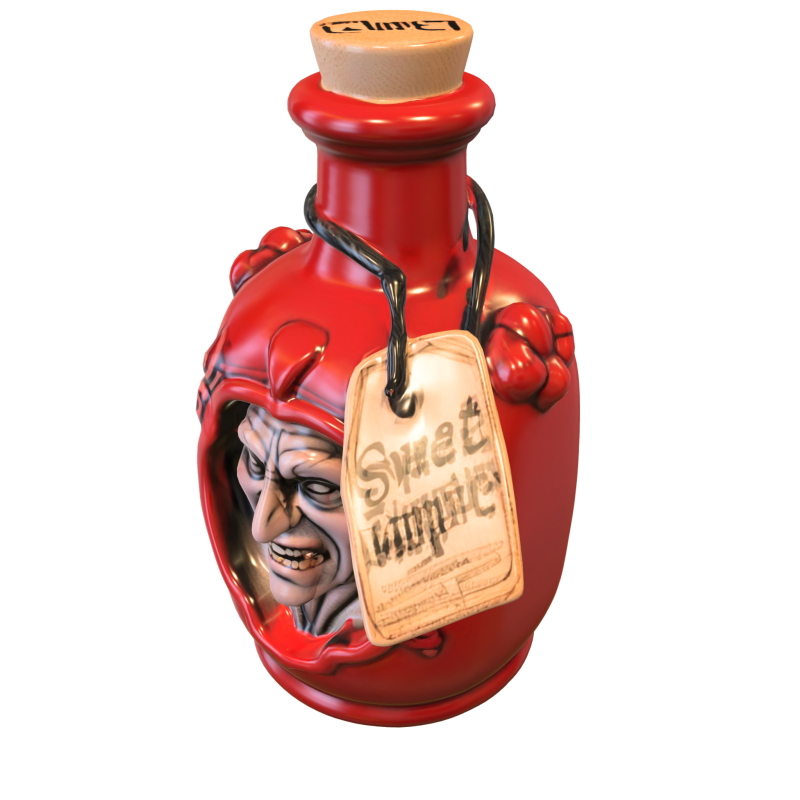 Cursed Soul Potion Bottle Model 3D .c4d .max .obj .3ds .fbx .stl .blend 