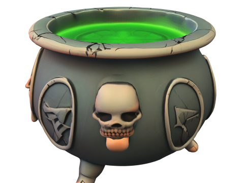 Witch Cauldron with Glowing Potion 3D Модель