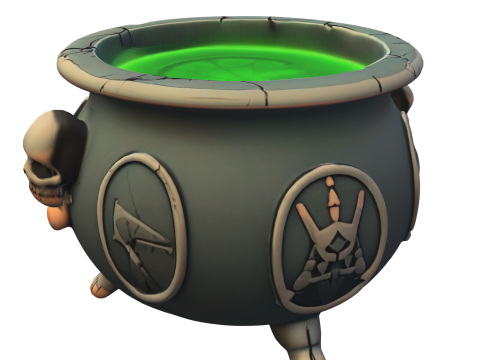 Witch Cauldron with Glowing Potion 3D Модель