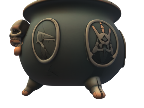Witch Cauldron with Glowing Potion 3D Модель