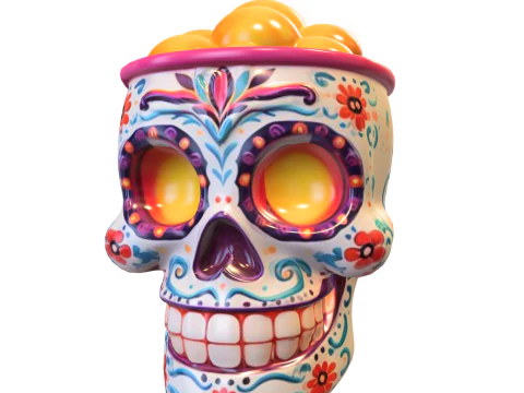 Day of the Dead Skull Candy Bowl 3D Model