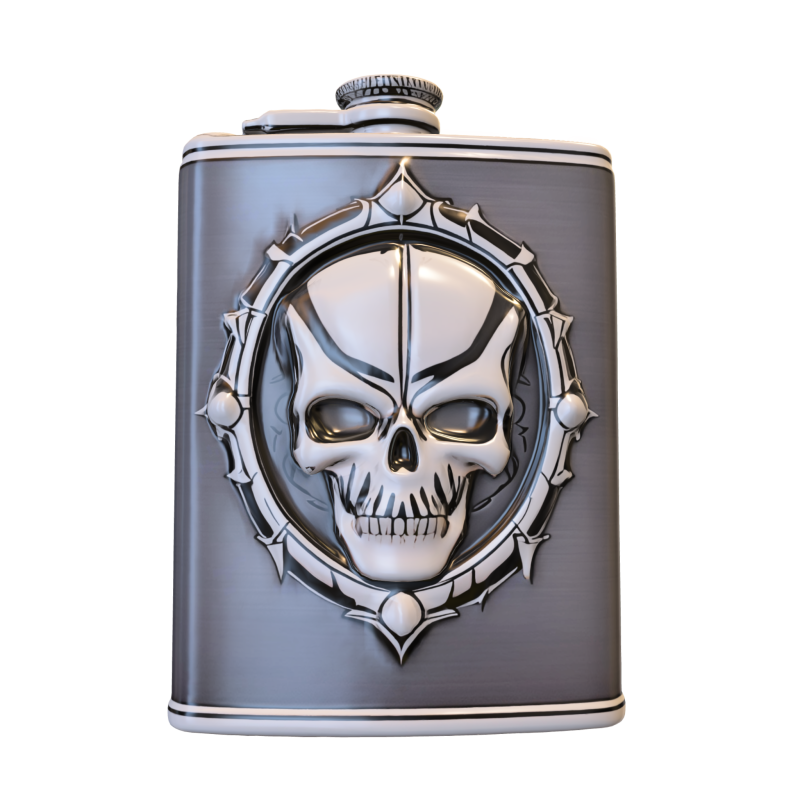 Skull Emblem Flask Modelo 3D .c4d .max .obj .3ds .fbx .stl .blend