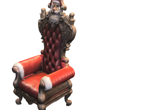 Gotyckie krzesło bożonarodzeniowe z nawiedzonym tronem Świętego Mikołaja Model 3D