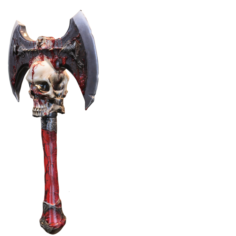 Skull Reaper Battle Axe Dark Fantasy Model 3D .c4d .max .obj .3ds .fbx .stl .blend