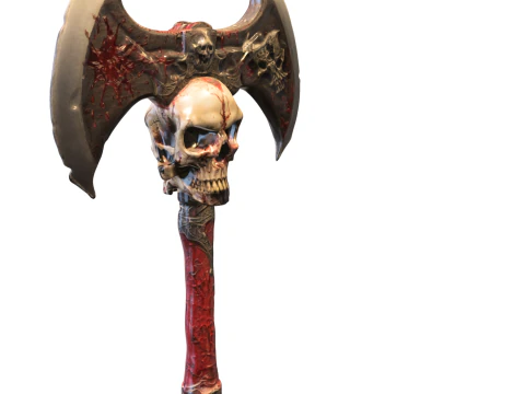 Skull Reaper Battle Axe Dark Fantasy 3D Model