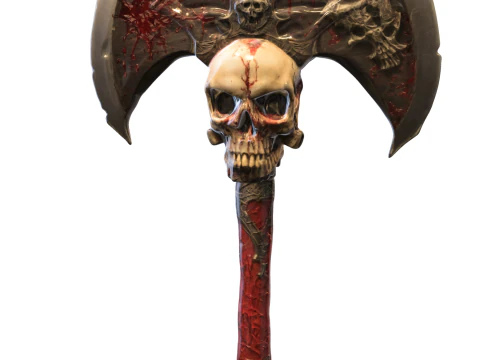 Skull Reaper Battle Axe Dark Fantasy 3D Model