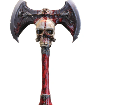 Skull Reaper Battle Axe Dark Fantasy 3D Model