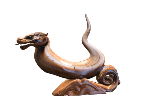 Wooden Dragon Sculpture Fantasy Creature 3D 模型