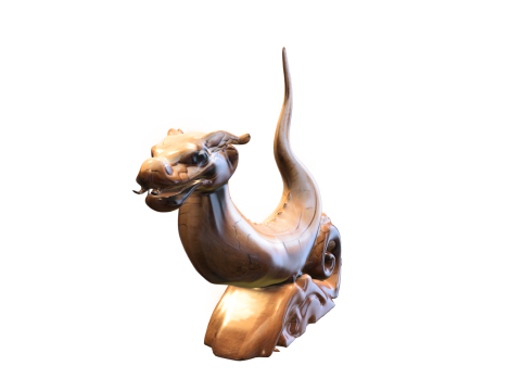 Wooden Dragon Sculpture Fantasy Creature Modelo 3D