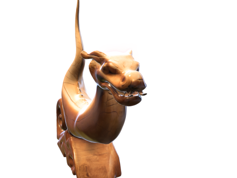 Wooden Dragon Sculpture Fantasy Creature Modelo 3D
