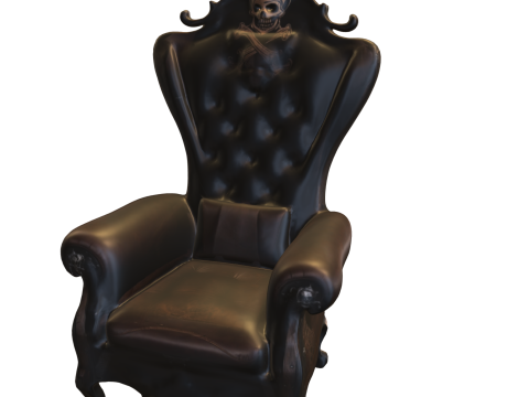 Skull Throne Armchair Dark Gothic 3D Model