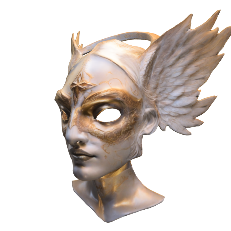 Seraphic Winged Mask 3D Modell .c4d .max .obj .3ds .fbx .stl .blend