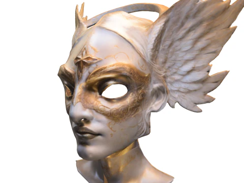Seraficzna skrzydlata maska Model 3D