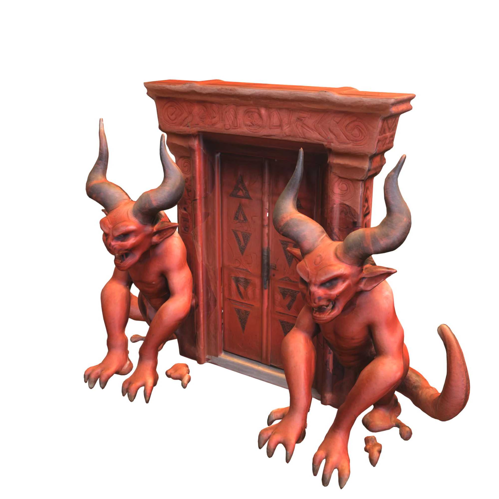 Hellgate Guardians Demonic Gate Entrance 3D Model .c4d .max .obj .3ds .fbx .stl .blend 